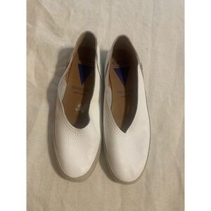 Verbenas Sz 9/39 Noelia White‎ Pebbled Leather Slip On Shoes Made in Spain Women